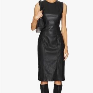 Steve Madden Black Midi Faux Leather  Dress